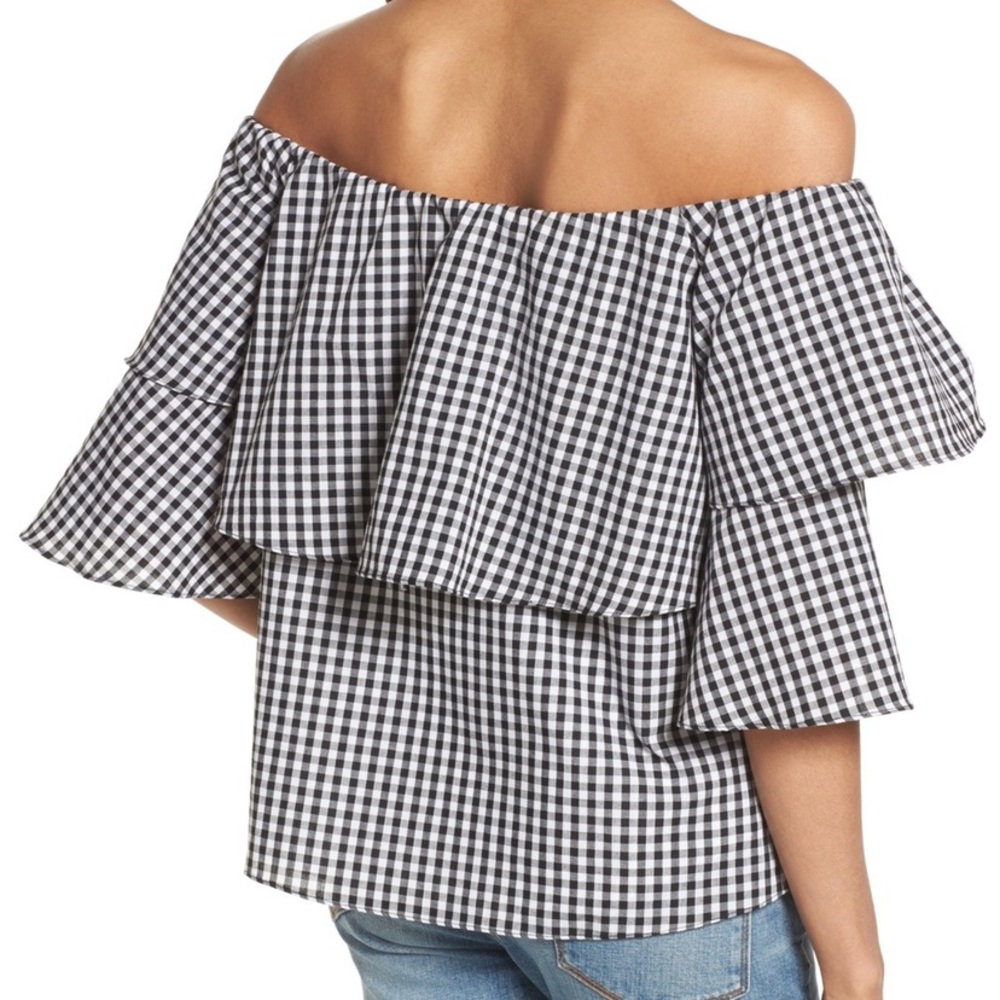 WAYF Gracie Off The Shoulder Gingham Top - Picture 3 of 7
